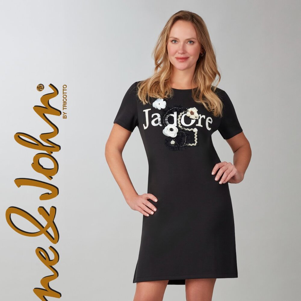 J101-S25 JADORE Black Knit Dress by TRICOTTO